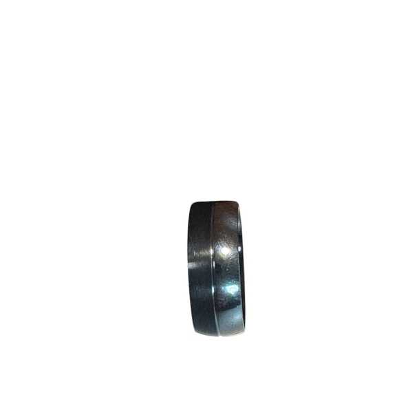 Sleek Black and Silver Tone Ring stainless steel two-tone wedding band - Picture 5 of 8
